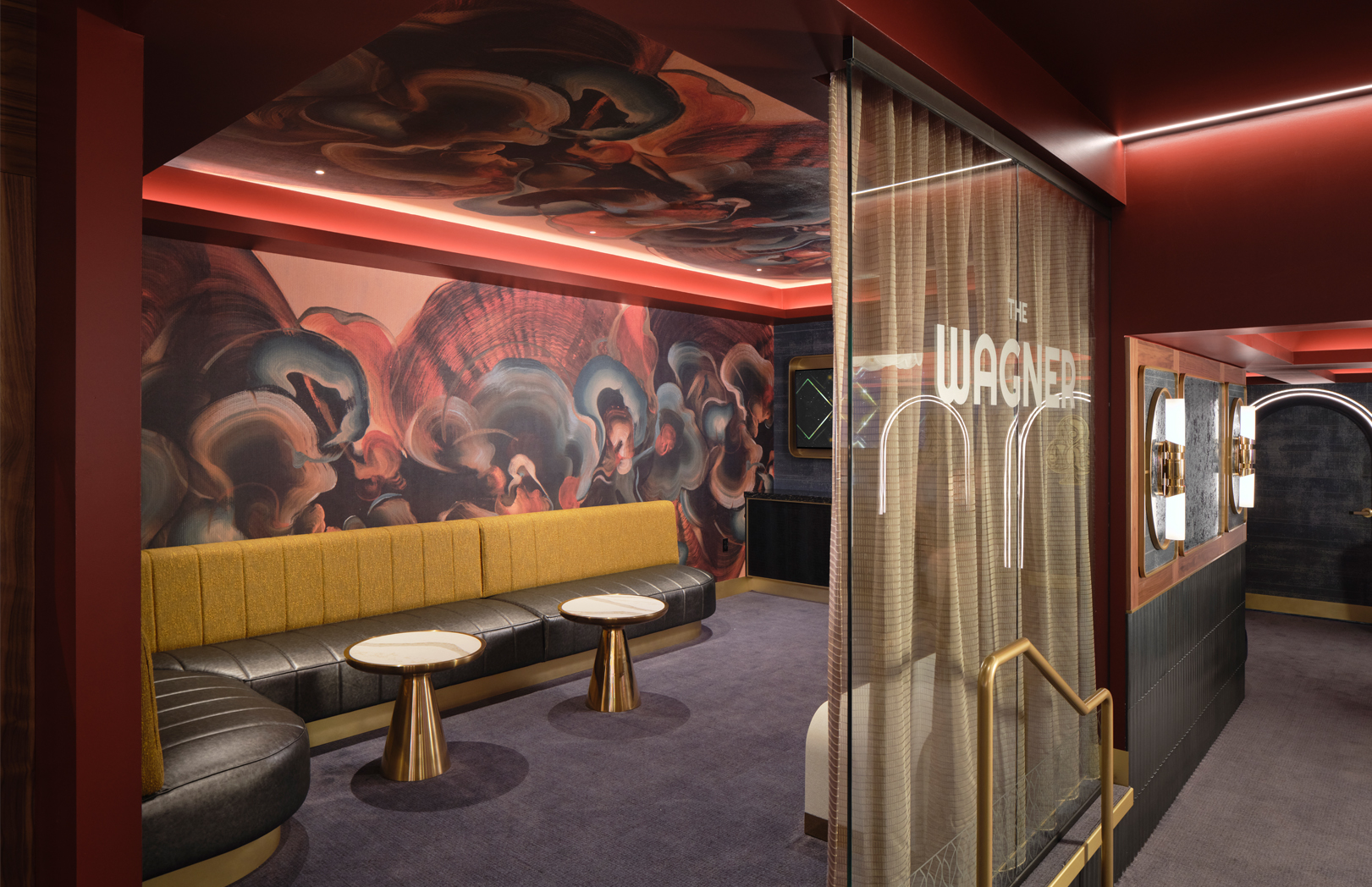VIP seating area inside The Wagner at MotorCity Casino Hotel with TVs