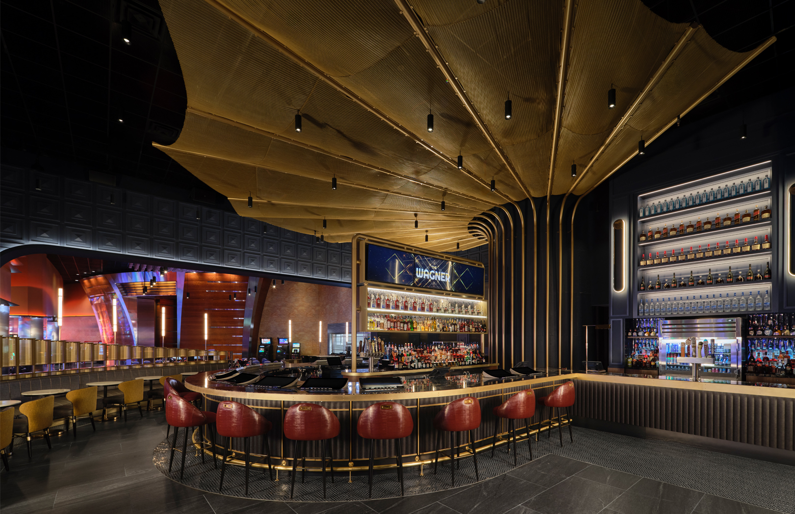 Interior bar area inside The Wagner at MotorCity Casino Hotel